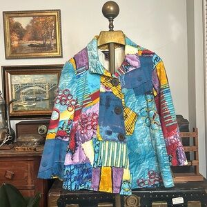 Multiples Colorful Patchwork Jacket Cotton Spandex